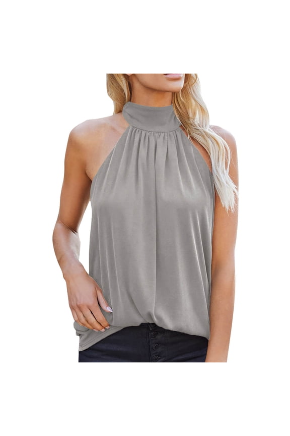 Womens Tanks Fashion Woman Causal Turtleneck Tank Blouses Solid Sleeveless T-Shirt Summer Tops