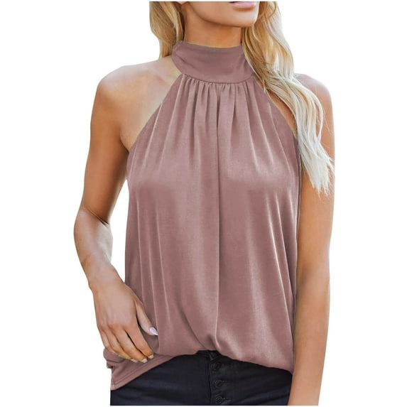 Inleife Womens Tanks Fashion Woman Causal Turtleneck Tank Blouses Solid Sleeveless T-Shirt Summer Tops