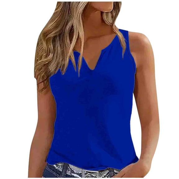 Inleife Womens Tanks Summer Sleeveless Blouse Women's Fashion Casual Solid Color V-Neck Tank Top