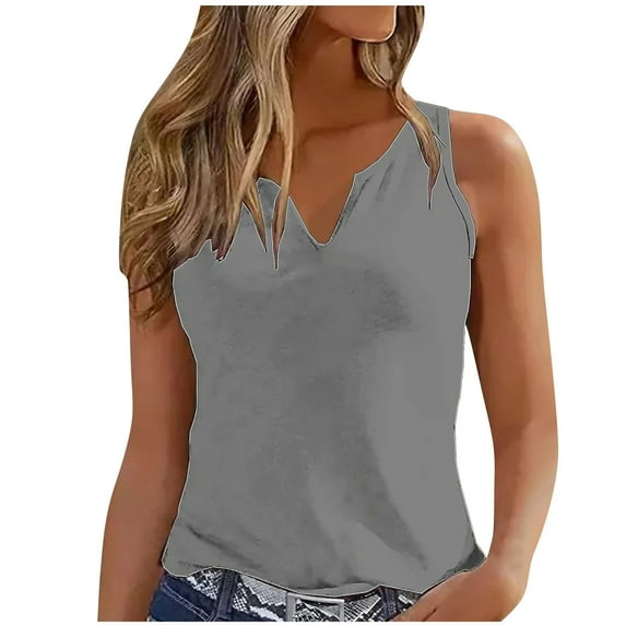 Giftesty Womens Tanks Summer Sleeveless Blouse Clearance Women's Fashion Casual Solid Color V-Neck Tank Top