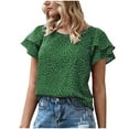 thumbnail image 1 of Giftesty Womens Tops 2024 Under $5 Fashion Women Short Sleeve Garment Comfortable Breathable Round-Neck Blouses Tops, 1 of 6