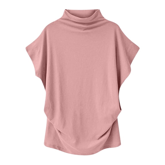 Giftesty Womens Tops Plus Size Women Fashion Solid Color Round Neck Short Sleeve T-Shirt Blouse Tops