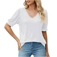 thumbnail image 1 of Giftesty Womens Tops Plus Size Women's Fashion Solid Color V-neck Comfortable Loose T-Shirt Blouse Casual Tops, 1 of 7