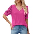 thumbnail image 1 of Giftesty Womens Tops Plus Size Women's Fashion Solid Color V-neck Comfortable Loose T-Shirt Blouse Casual Tops, 1 of 8