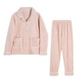 thumbnail image 1 of Giftesty Womens Two Piece Homewear Outfits Nightgown Women's Fall And Winter Standing Collar Thickened Pajama Set Suit Home Clothing Long Sleeve Trousers Pajama, 1 of 6
