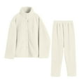 thumbnail image 1 of Giftesty Womens Two Piece Homewear Outfits Women's Fall And Winter Standing Collar Thickened Pajama Set Suit Home Clothing Long Sleeve Trousers Pajama, 1 of 6