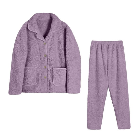 Giftesty Womens Two Piece Homewear Outfits Women's Fall And Winter Standing Collar Thickened Pajama Set Suit Home Clothing Long Sleeve Trousers Pajama