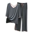 thumbnail image 1 of Giftesty Womens Two Piece Homewear Outfits Women's Thin Pajamas Loose Casual Ice Silk Long Sleeved Capris Home Clothing Set, 1 of 6