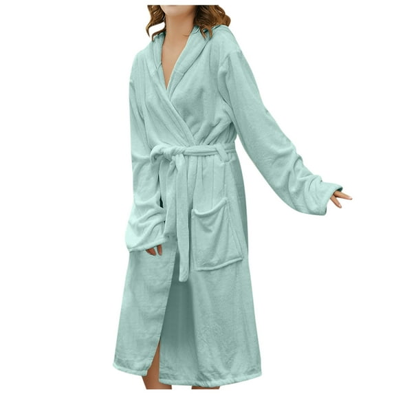 Giftesty Womens Winter Clothes Women's Fashion Robe Bathrobe Lengthening Keep Warm Lapel Same Style For Men And Women Long Sleeve