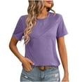 thumbnail image 1 of Giftesty womens basic tees clearance under $5 Women's Fashion Solid Round Neck Short Sleeves Casual T-Shirt Top, 1 of 4
