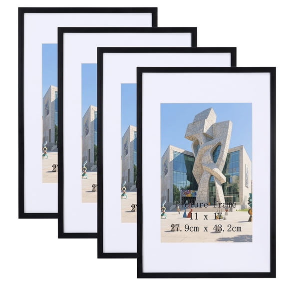 Giftgarden 11x17 Picture Frame Set of 4, Black Matched Frames for 8x12 ...