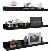 Giftgarden 24 inch Floating Shelves for Wall Decor, Wall Mount Ledge Shelf Set of 3 for Living Room, Bedroom, Office, Black
