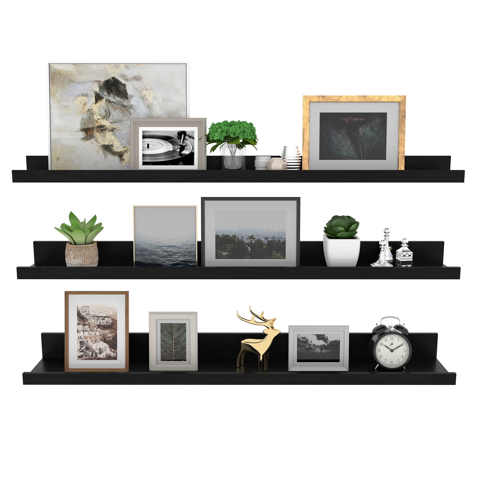 Giftgarden 24 inch Wooden Floating Shelves, Set of 3 Wall Mount Ledge