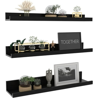 Giftgarden 24 inch Floating Shelves for Wall Decor, Wall Mount Ledge Shelf Set of 3 for Living Room, Bedroom, Office, Black