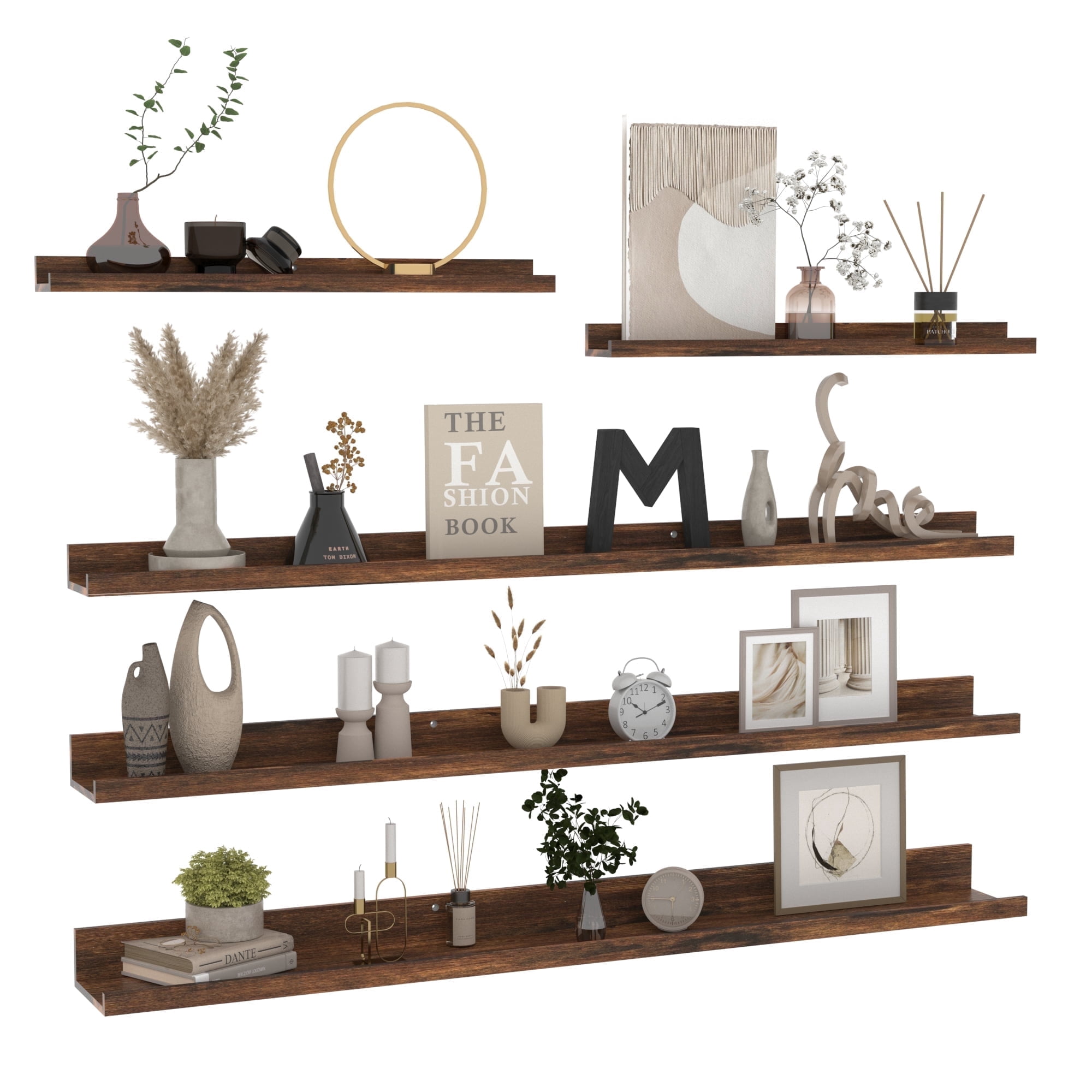 Giftgarden Schweberegale 5er-Set – Rustikale Holzregale, Je 40,6 Cm, Für Wandmontage In Bad, Küche, Wohnzimmer