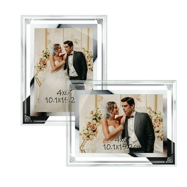 Giftgarden 4x6 Glass Picture Frame Set of 2, HD Real Glass Photo Frame 4 by 6 for Tabletop Display