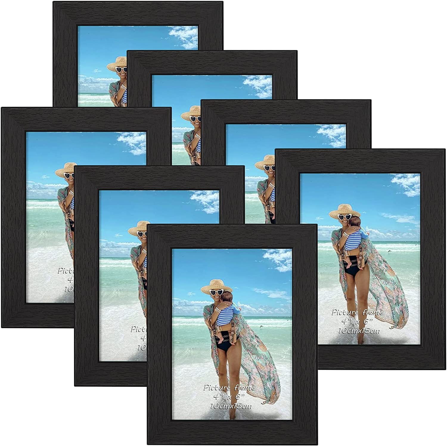  Beyond Your Thoughts 8x10 Picture Photo Frame 1 Pack Antique  with Matted for 5X7 Peacock Blue Color Plastic, Vertical or Horizontal,  Table Top and Wall Mounting Display