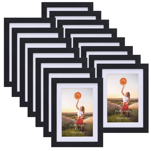 Giftgarden 15 Pack 5x7 Picture Frames Display 4x6 Photos with Mat or 5x7 Photos without Mats for Wall or Tabletop Decoration, Black
