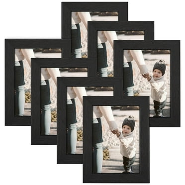 Giftgarden 5x7 Picture Frame Set of 7, Black 5 by 7 Photo Frames for Wall and Tabletop Display