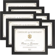 8.5x11 Document Picture Frames Set of 7, Black Certificate Frame for Wall Mounted and Tabletop Display