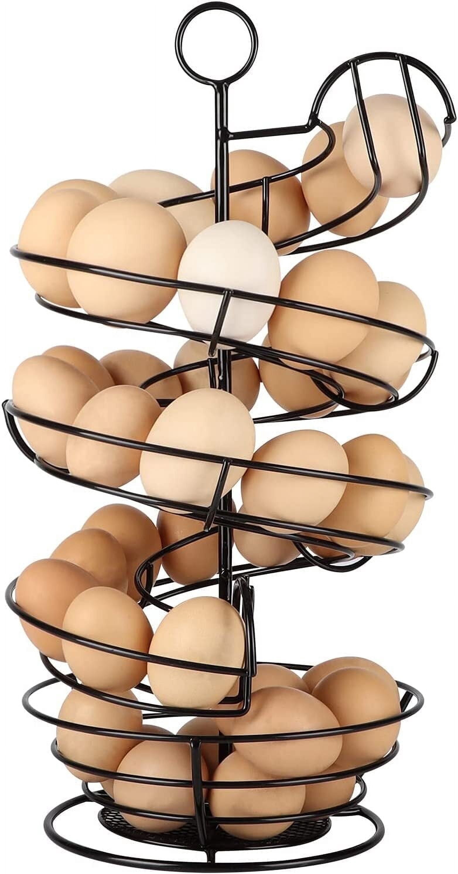 Giftgarden Egg Skelter, Spiral Design Egg Dispenser Rack Holder with Storage Basket for Countertop, Kitchen