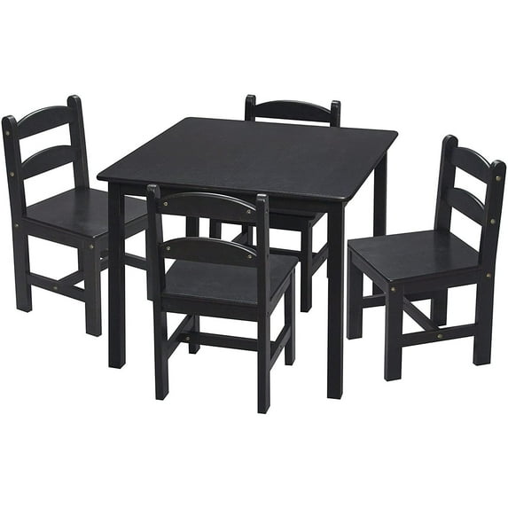 Gift Mark Table Set with 4 Chairs-Color:Espresso,Shape:Square