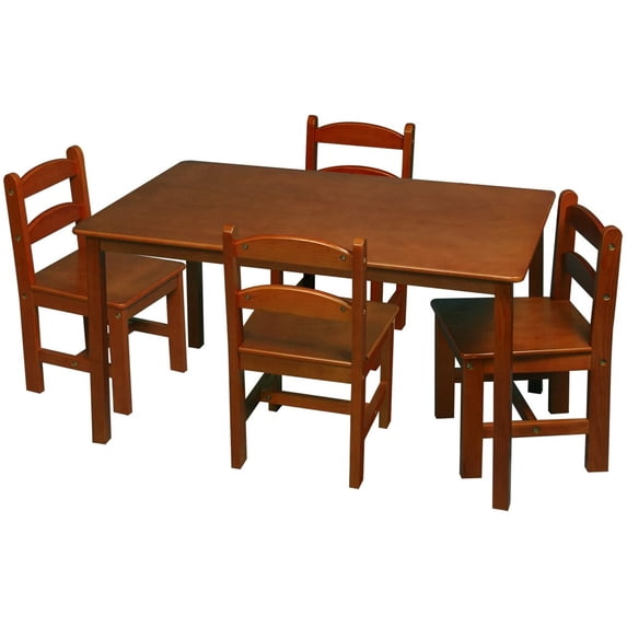 Gift Mark Table Set with 4 Chairs-Color:Honey,Shape:Rectangle