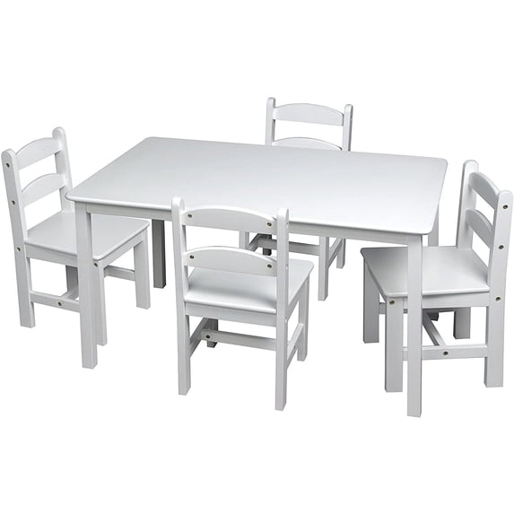 Giftmark 3009W White Rectangle Square table with 4 Chairs