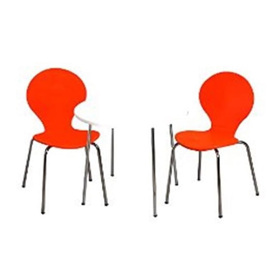 Giftmark 3012O Modern Childrens Table and 2 Chair Set with Chrome Legs - Orange