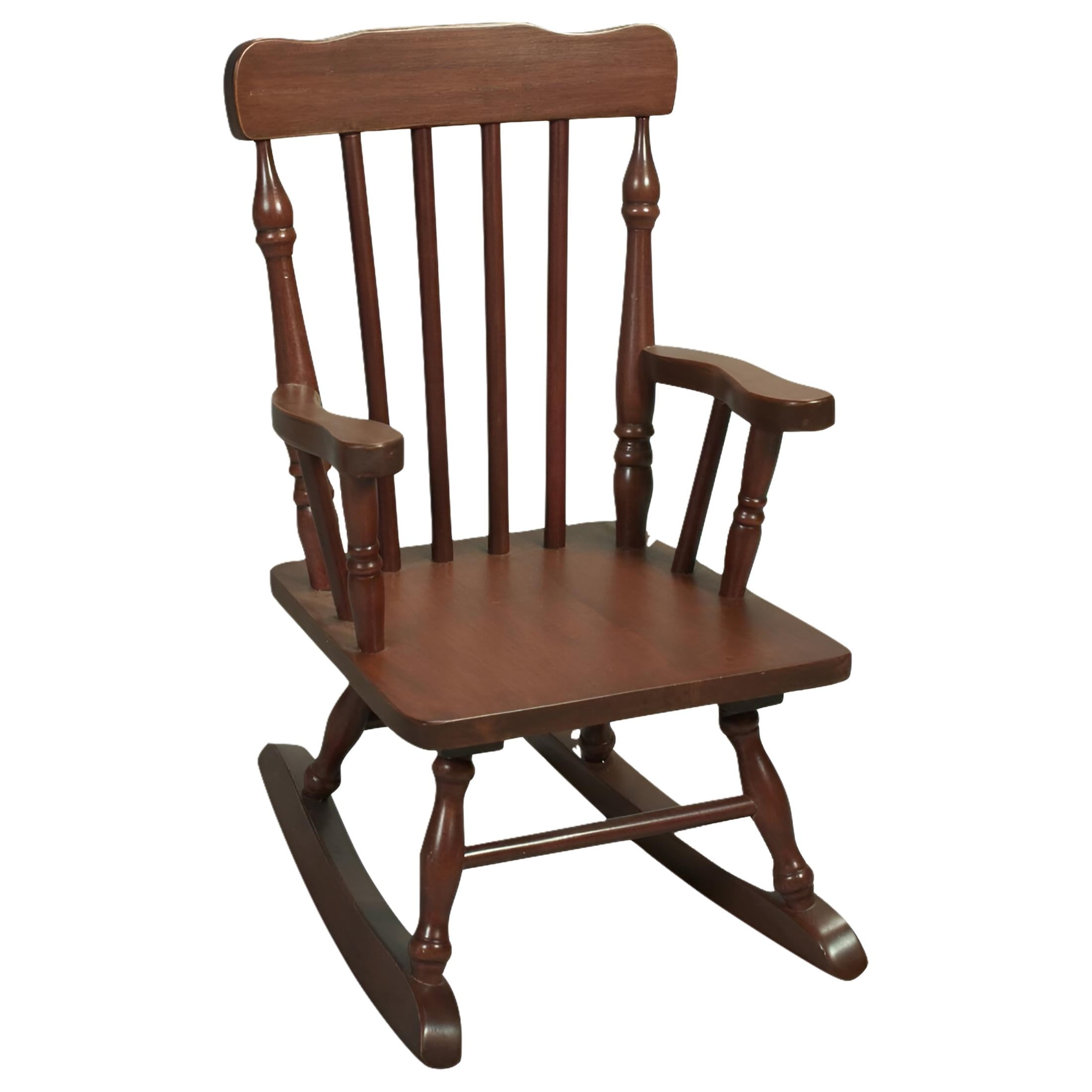 Antique Natural Wood Child's Spindle Rocking Chair