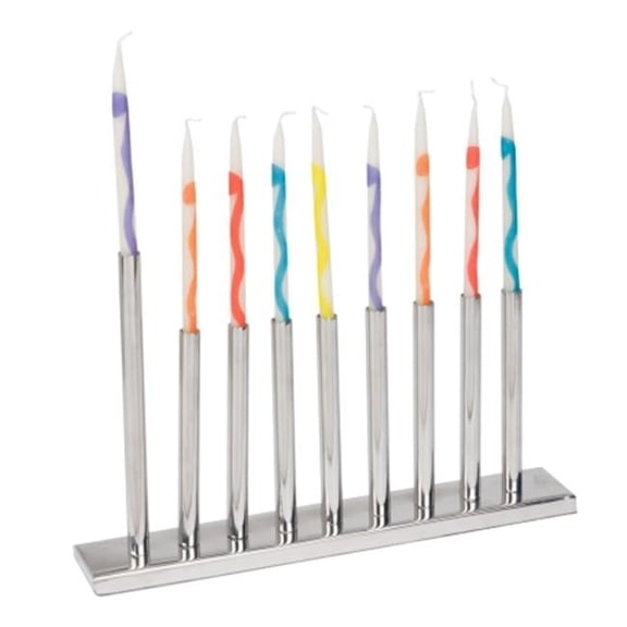 Giftmark M-660 Stainless Steel Menorah with Modern Tube Candles Holders