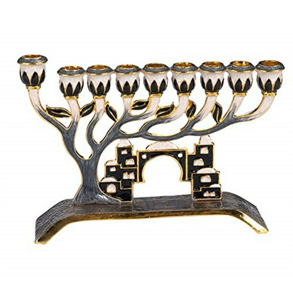 Menorah with Tree of Life and Crystal accents of Old Jerusalem