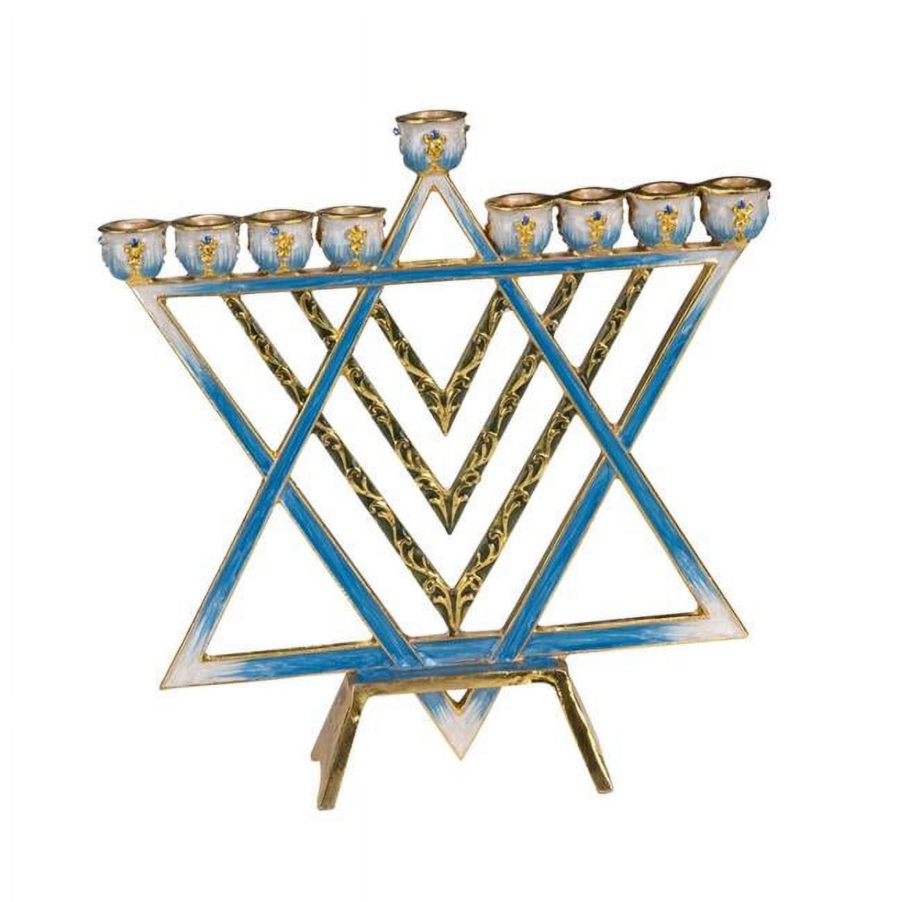Giftmark Menorah with Brass Modern Star of David - Gray