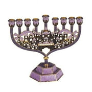 Giftmark Menorah with Crystal Accents of Old Jerusalem - Plum & Brass