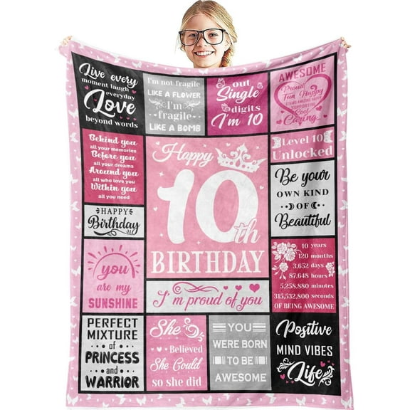 Gifts for 10 Year Old Girl,10 Year Old Girl Birthday Gifts, 10 Year Old Girl Gift Ideas Blanket, Birthday Gifts for 10 Year Old Girls,10th Birthday Gifts for Girls Blanket 60x50in