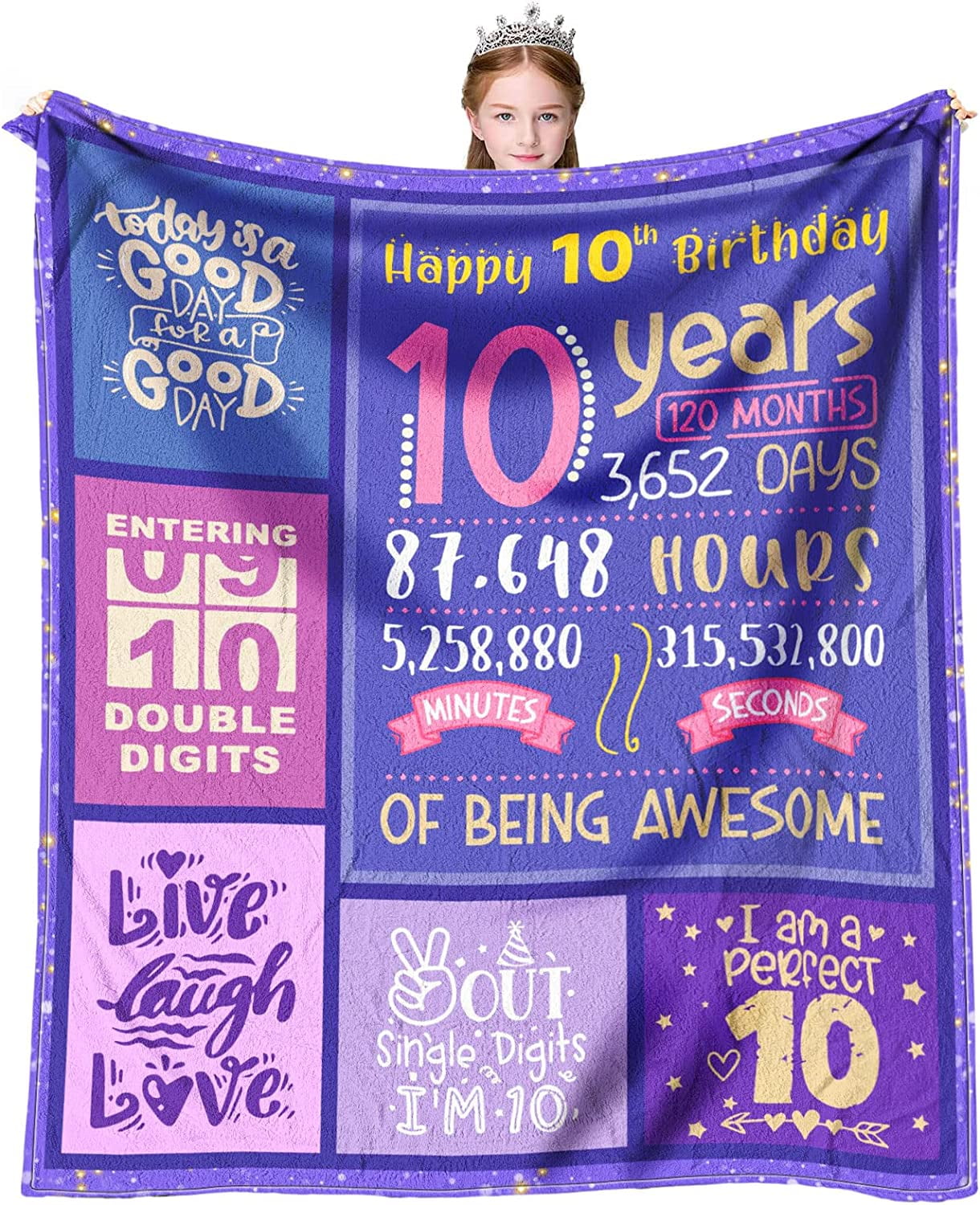 10 Year Old Girl Gift Ideas Blanket,Gift For 10 Year Old Girl,10th Birthday  Decorations For Girl,10 Year Old Girl Birthday Gifts,Birthday Gifts For 10