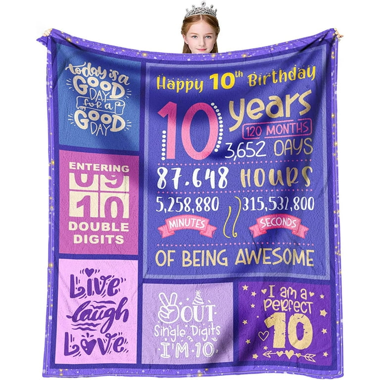 Gifts for 10 Year Old Girl - 10th Birthday Decorations for Girl - Gift for 10  Year Old Girl - 10 Year Old Girl Gift Ideas - 10 Year Old Girl Birthday  Gifts Throw Blanket 60 x 50 inch 