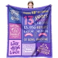 thumbnail image 1 of Gifts for 13 Year Old Girl - 13th Birthday Decorations for Girls Throw Blanket 60 x 50 Inch - 13th Birthday Gifts for Girls - 13 Year Old Girl Gift Ideas - Official Teenager Birthday Decorations, 1 of 6