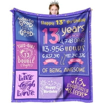 Gifts for 13 Year Old Girl - 13th Birthday Decorations for Girls Throw Blanket 60 x 50 Inch - 13th Birthday Gifts for Girls - 13 Year Old Girl Gift Ideas - Official Teenager Birthday Decorations