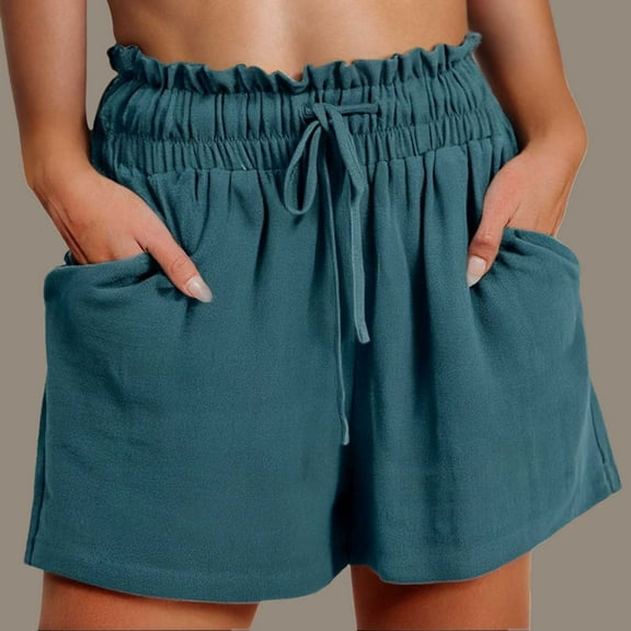 Gifts $15 & Under POROPL Womens Shorts Elastic Waist Casual Sports Shorts with Pockets