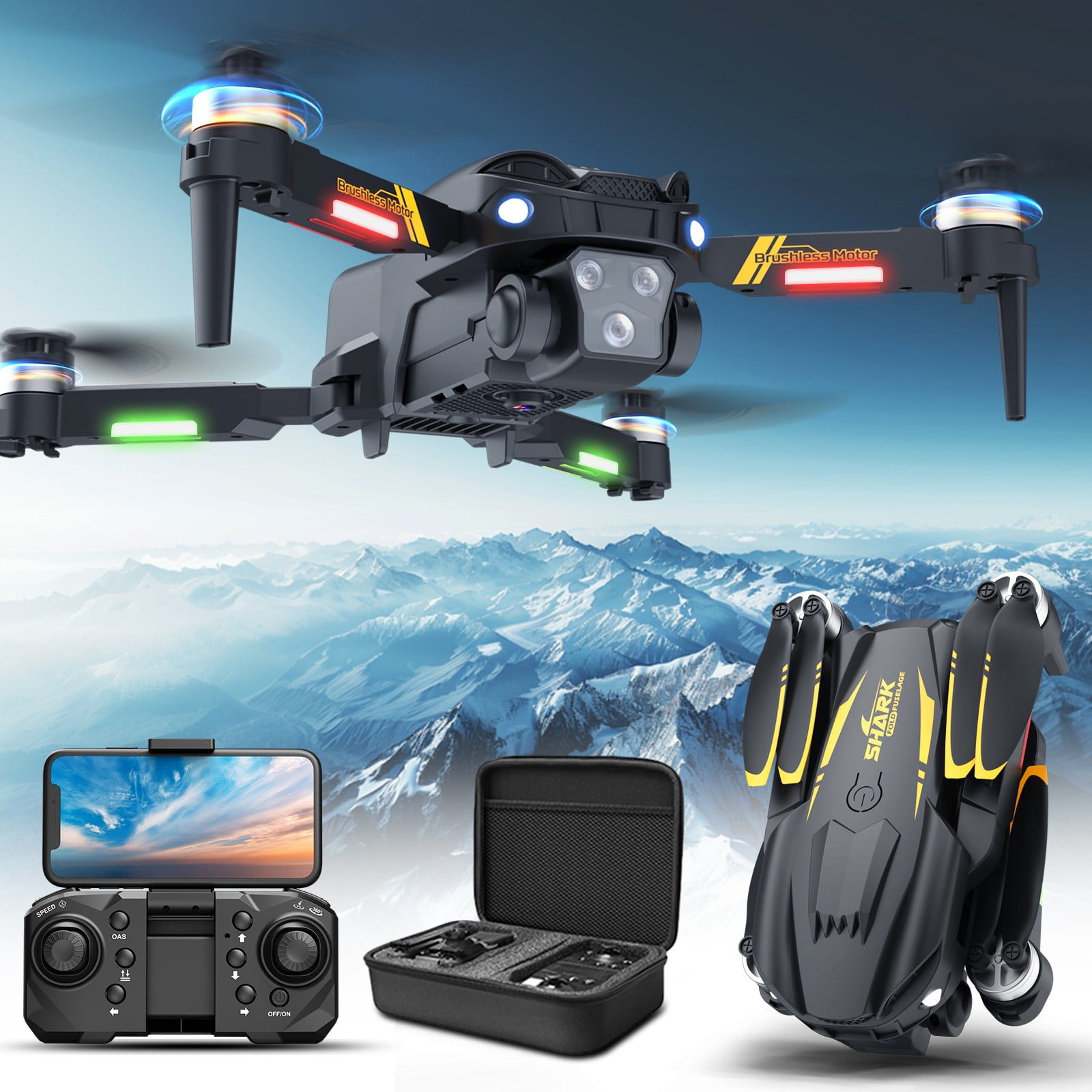 Gifts for 17 Year Old Boy,Brushless Motor Drone with 1080P Camera 2.4G