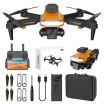 Gifts for 17 Year Old Boy, FPV Drones with 3 Cameras Wind Resistance Headless Mode Gesture Control FPV Drone for Adults Rc Drone for Beginners Quadcopter, Orange, One Size
