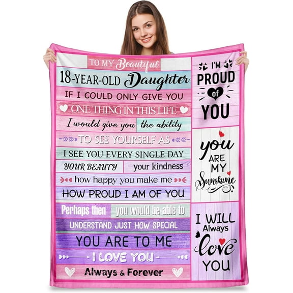 Gifts for 18 Year Old Daughter, 18th Birthday Gifts Blanket for Daughter, Happy 18th Birthday Decorations for Daughter, 18th Daughter Christmas Throw Blanket 60"x50"