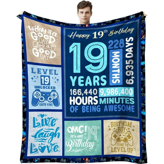 Gifts for 19 Year Old Boys, 19 Years Old Boy Birthday Gifts, Best Gift for 19 Year Old Boy, Coolest Gifts for 19 Year Old Male/Men, 19th Birthday Decorations Boy Throw Blanket 60" x 50"