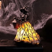 Gifts Under 20 Halloween Witch Lamp, Stained Glass Like Resin Witch Hat Lamp, Spooky Decorative Table Lamps, Indoor Holiday Party Atmosphere Lighting for Home, 