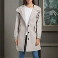 thumbnail image 1 of Gifts 2025 Winter Womens Rain Jackets Trench Coats for Women Plus Size Casual Solid Outdoor Windbreaker Jackets Long Sleeve Button Down Hooded Rain Overcoats with Pocket, 1 of 6