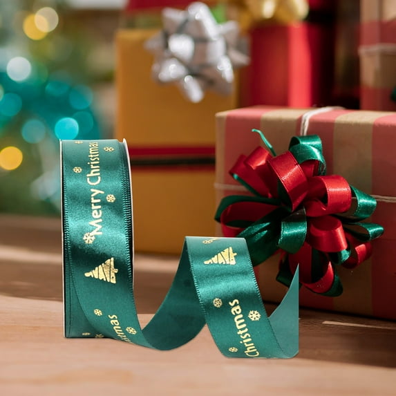 Gifts Under $5 Caoblia Christmas Ribbon 1 inch 2.2 Yards Holiday Printing Ribbon for Christmas Wreath, Xmas Tree, DIY Crafting Gifts Wrapping, Christmas Party Decor, Christmas Decorations