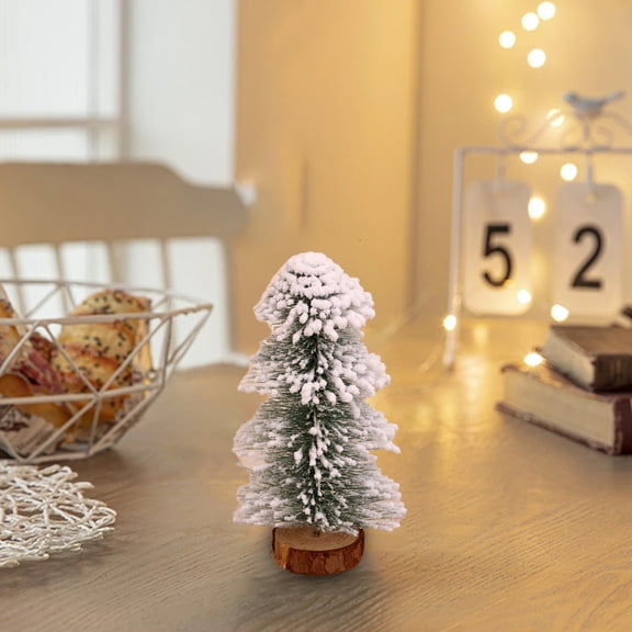 Gifts Under $5 Caoblia Mini Christmas Tree 6 Inch Small Cedar Tree Ornaments and Presents Artificial Christmas Tree with Wood Base for Holiday Indoor Tabletop Party Decor, Christmas Decorations
