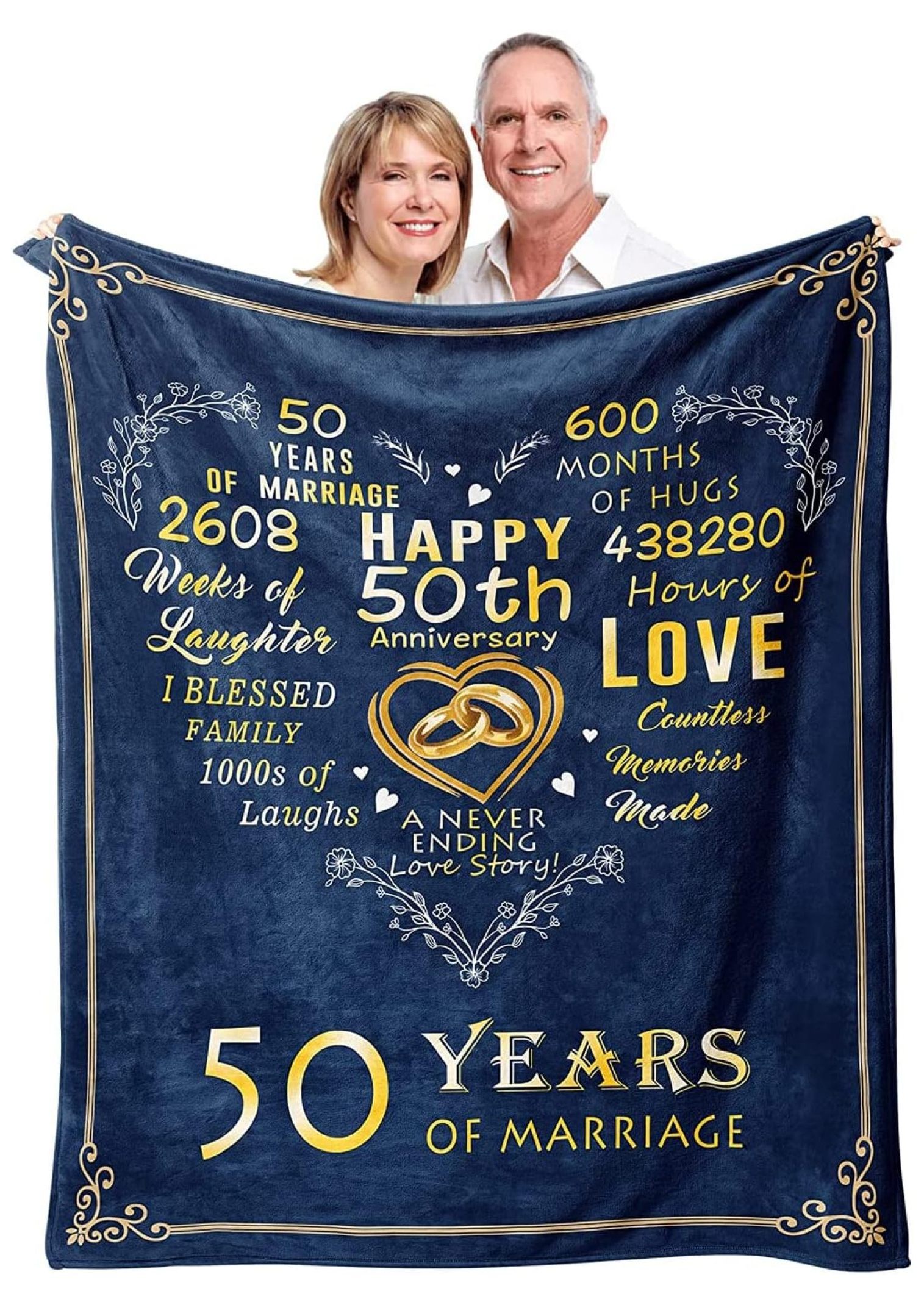 Gifts for 50th Anniversary Blanket, 50 Years Anniversary Golden Wedding