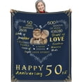 thumbnail image 1 of Gifts for 50th Wedding Anniversary, Golden for Couple, 50" x 60" Ultra-Soft Micro Fleece Blankets for Bed, Sofa, Outdoor, 50 for Parents, Husband, Wife, Friends, 1 of 6